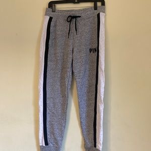 PINK Grey campus joggers with rhinestone